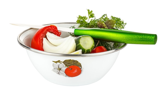 Składniki i miska sałatki